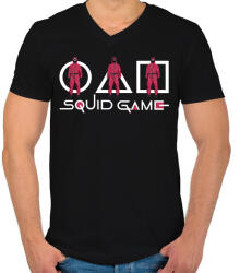 printfashion Squid Game - Férfi V-nyakú póló - Fekete (5661294)