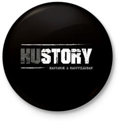 printfashion HUstory (white) - Kitűző, hűtőmágnes - Fekete (7417564)