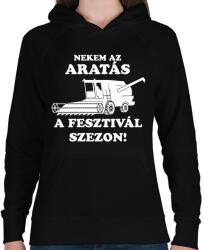 printfashion aratas fesztival - Női kapucnis pulóver - Fekete (1628287)