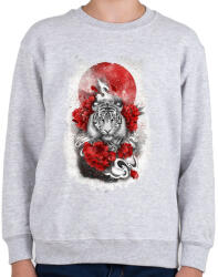 printfashion Fehér tigris - Gyerek pulóver - Sport szürke (1029209)