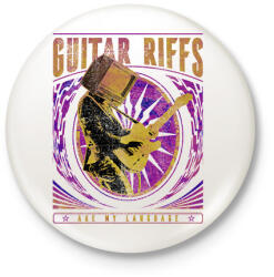 printfashion Gitáros szlogen - Kitűző, hűtőmágnes - Fehér (12086728)