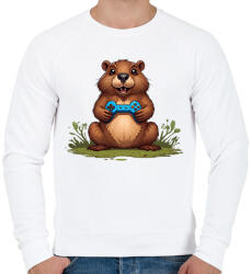 printfashion gamer bober - Férfi pulóver - Fehér (15627931)
