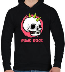 printfashion PUNK ROCK - Férfi kapucnis pulóver - Fekete (11323390)
