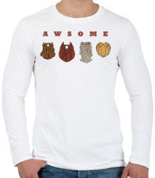 printfashion Awsome - Szakáll - Férfi hosszú ujjú póló - Fehér (6838448)