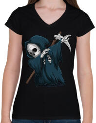 printfashion Kaszás dabbing - Női V-nyakú póló - Fekete (5544147)