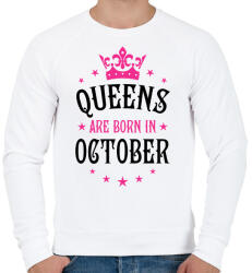 printfashion A királynők októberben születnek - Férfi pulóver - Fehér (374461)