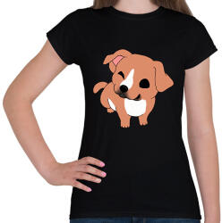 printfashion Aranyos amstaff/pitbull (barna) - Női póló - Fekete (13882736)