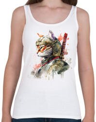 printfashion Szamuráj macska japán stílusban - Női atléta - Fehér (13641292)