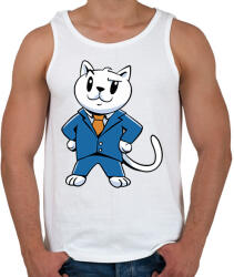 printfashion Öltönyös macska - Férfi atléta - Fehér (15588489)