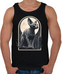 printfashion Szfinx macska és a hold - Férfi atléta - Fekete (12606626)