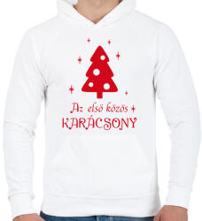 printfashion Első közös karácsony - Férfi kapucnis pulóver - Fehér (1135017)