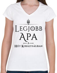 printfashion got-legjobb-apa-black - Női V-nyakú póló - Fehér (1029723)