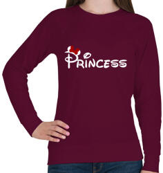 printfashion Princess fehér felirat - Női pulóver - Bordó (4325535)