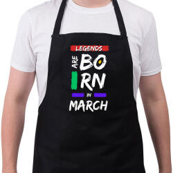 printfashion Legends are born in March - Kötény - Fekete (14201958)