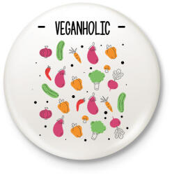 printfashion Veganholic - Kitűző, hűtőmágnes - Fehér (8152699)
