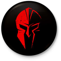 printfashion Spártai sisak (red) - Kitűző, hűtőmágnes - Fekete (8148700)