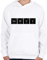 printfashion GeNiUS (periódusos rendszer) - Gyerek kapucnis pulóver - Fehér (11474631)