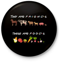 printfashion Barátok és ételek - Kitűző, hűtőmágnes - Fekete (14497600)
