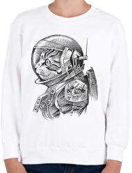printfashion Űrhajós macska - Gyerek pulóver - Fehér (4890703)