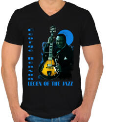 printfashion George Benson - Férfi V-nyakú póló - Fekete (2929672)