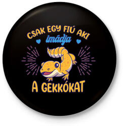 printfashion Egy fiú - Gekkó - Kitűző, hűtőmágnes - Fekete (10784052)