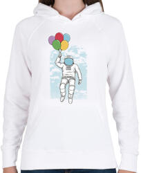 printfashion Űrhajós lufikkal - Női kapucnis pulóver - Fehér (13499635)