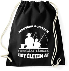 printfashion Horgász társak - Nagyapa és fiú unok névvel - Sportzsák, Tornazsák - Fekete (13784730)