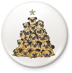 printfashion Mopsz karácsonyfa - Kitűző, hűtőmágnes - Fehér (5743761)