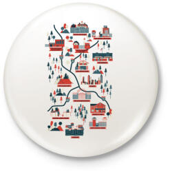 printfashion The walking dead map versionB - Kitűző, hűtőmágnes - Fehér (3074828)