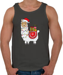 printfashion Karácsonyi láma - Férfi atléta - Sötétszürke (5644092)