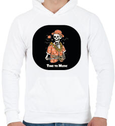 printfashion Time to Music - Gitáros csontváz - Férfi kapucnis pulóver - Fehér (6371981)