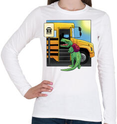 printfashion Iskolás dínó - Női hosszú ujjú póló - Fehér (14121062)