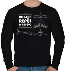 printfashion Hogyan repül a levegő - Férfi pulóver - Fekete (7686034)