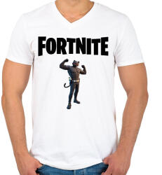 printfashion Fortnite Shadow Meowscles - Férfi V-nyakú póló - Fehér (2643946)