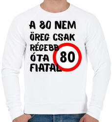printfashion 80 éves (fekete) - Férfi pulóver - Fehér (16133650)
