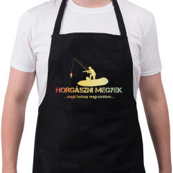 printfashion Horgászni megyek majd holnap megcsinálom - Kötény - Fekete (4938821)