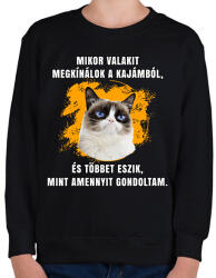 printfashion Mikor valakit megkínálok a kajámból - Gyerek pulóver - Fekete (7698848)