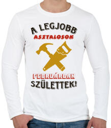 printfashion Asztalos szülinapja február színes - Férfi hosszú ujjú póló - Fehér (5445917)