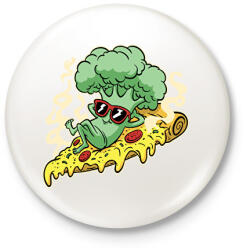 printfashion Brokkolis pizza - Kitűző, hűtőmágnes - Fehér (13994360)