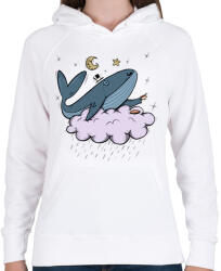 printfashion Kávézó bálna - Női kapucnis pulóver - Fehér (12009243)