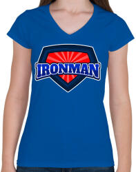 printfashion IRONMAN - Női V-nyakú póló - Királykék (9536972)