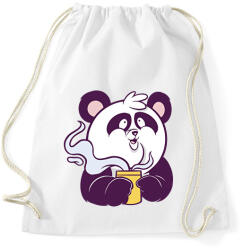 printfashion Kávézó panda - Sportzsák, Tornazsák - Fehér (7510409)