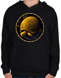 printfashion teknős - Gyerek kapucnis pulóver - Fekete (13840540)