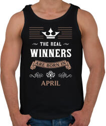 printfashion Az igazi győztesek áprilisban születtek - Férfi atléta - Fekete (1326012)