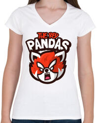 printfashion The Red Pandas - Női V-nyakú póló - Fehér (5137817)