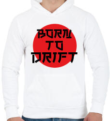 printfashion Born to drift - Férfi kapucnis pulóver - Fehér (12900388)