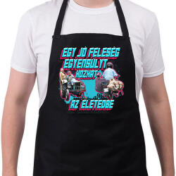 printfashion Egy jó feleség egyensúlyt hozhat az életedbe - Kötény - Fekete (14664962)