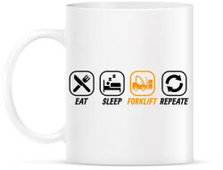 printfashion Eat, sleep, forklift, repeat - Bögre - Fehér (13078269)
