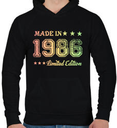 printfashion 1986 - Férfi kapucnis pulóver - Fekete (6168891)