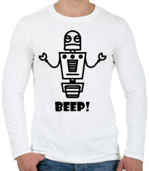 printfashion Beep! robot - Férfi hosszú ujjú póló - Fehér (13580948)